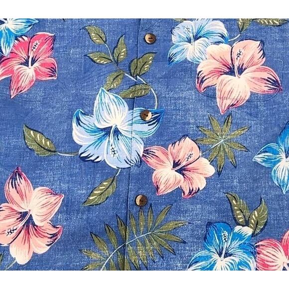 Tommy Bahama Silk Shirt Blue Hibiscus Short Sleeve Hawaiian Floral Mens M - Picture 5 of 11
